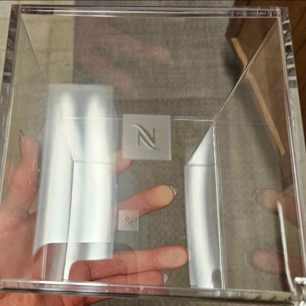 NESPRESSO Acrylic View Cube Capsule Dispenser Clear Storage Case 5x5x5